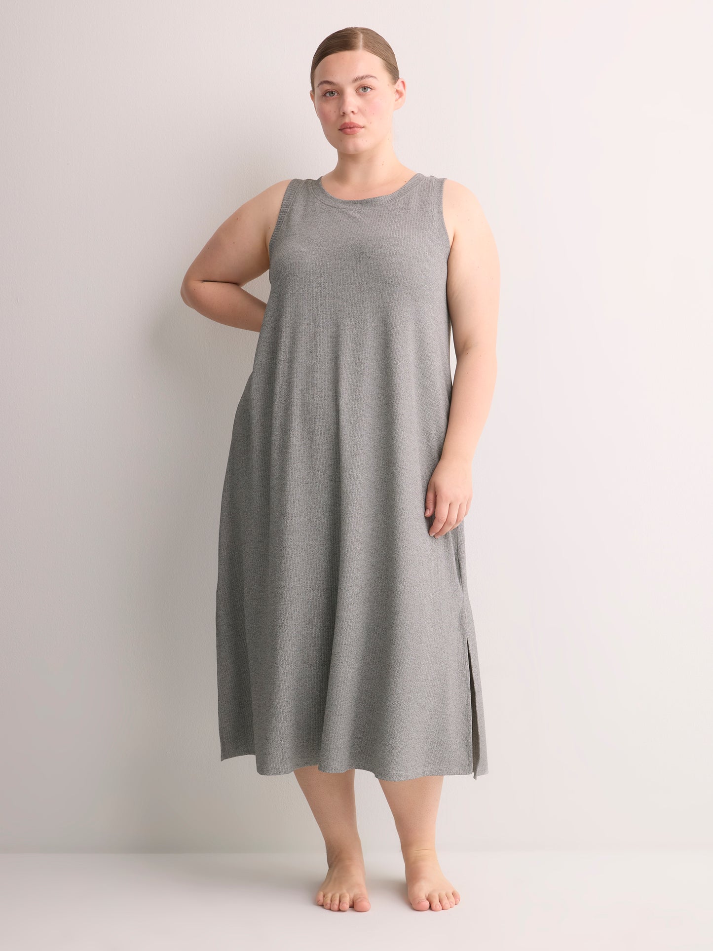 Sleeveless Long Rib Knit Sleepshirt - ti Voglio