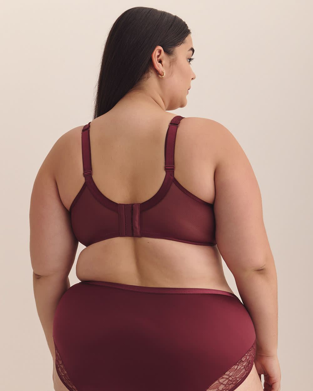 Underwire Burgundy Contour T-Shirt Bra with Lace - Déesse Collection