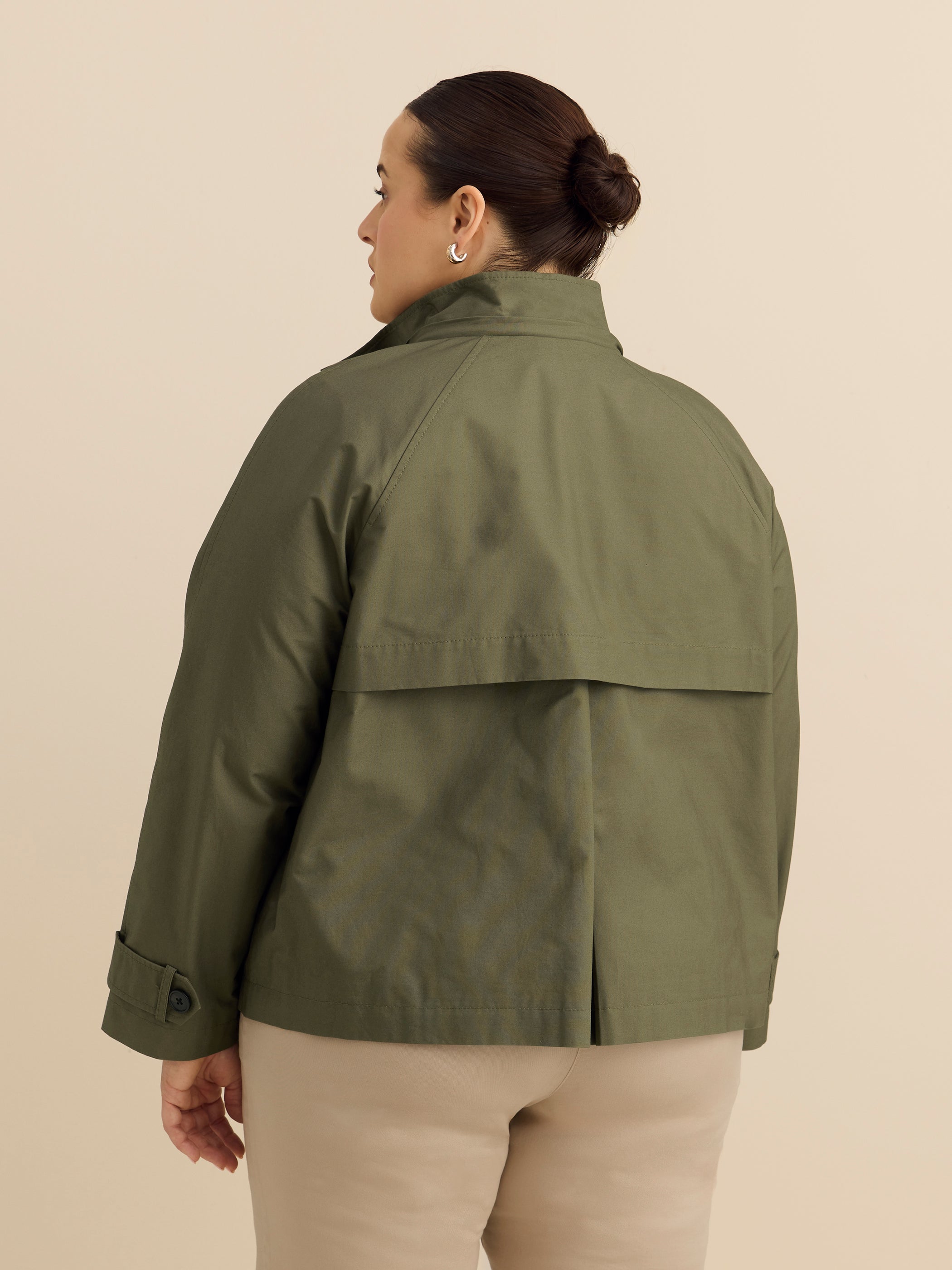 Manteau trench vert court