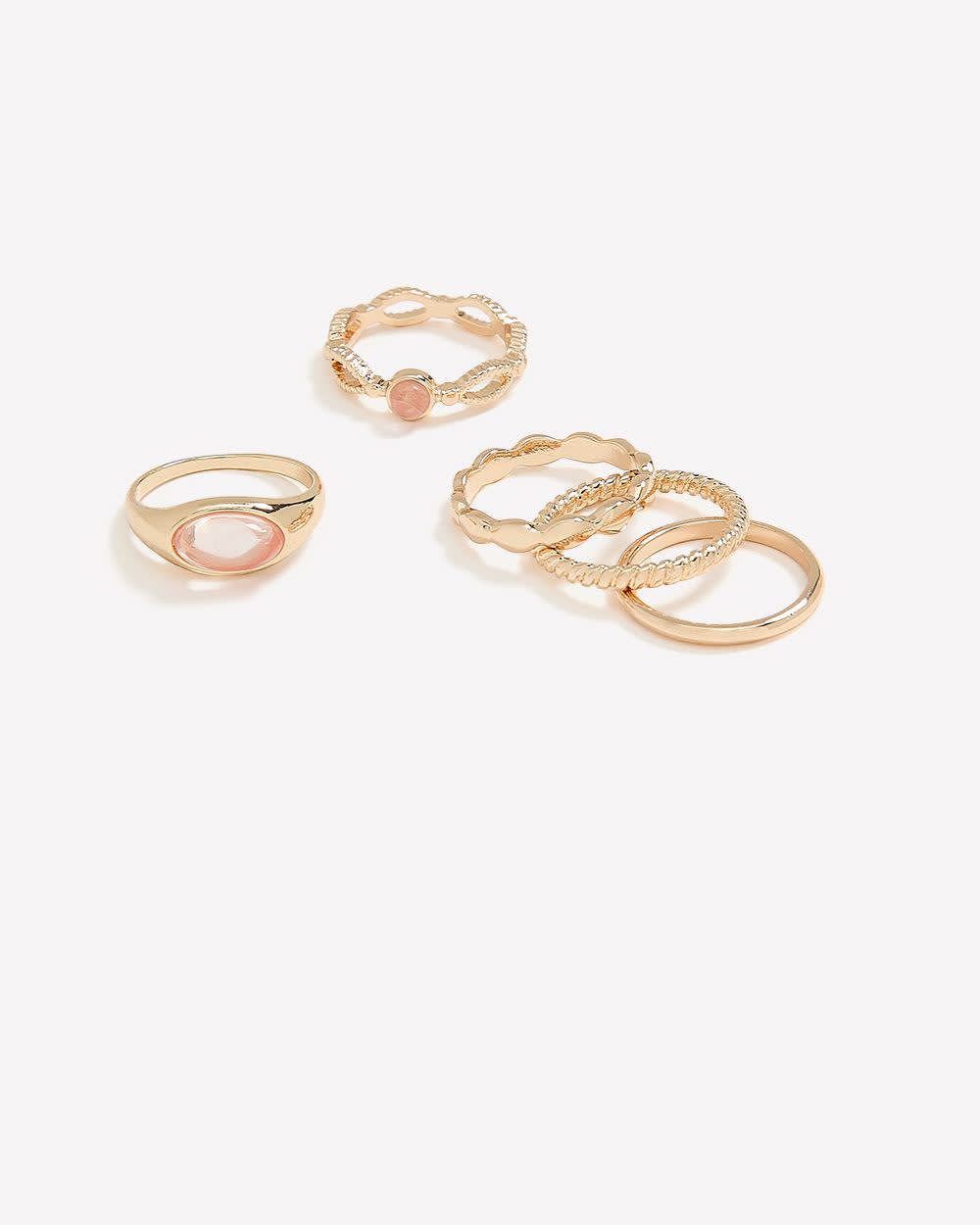 Assorted Rings with Coloured Stones, Set of 5