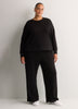 Responsible, Petite, Black High-Rise Wide-Leg Pull-On Knit Pant - Active Zone