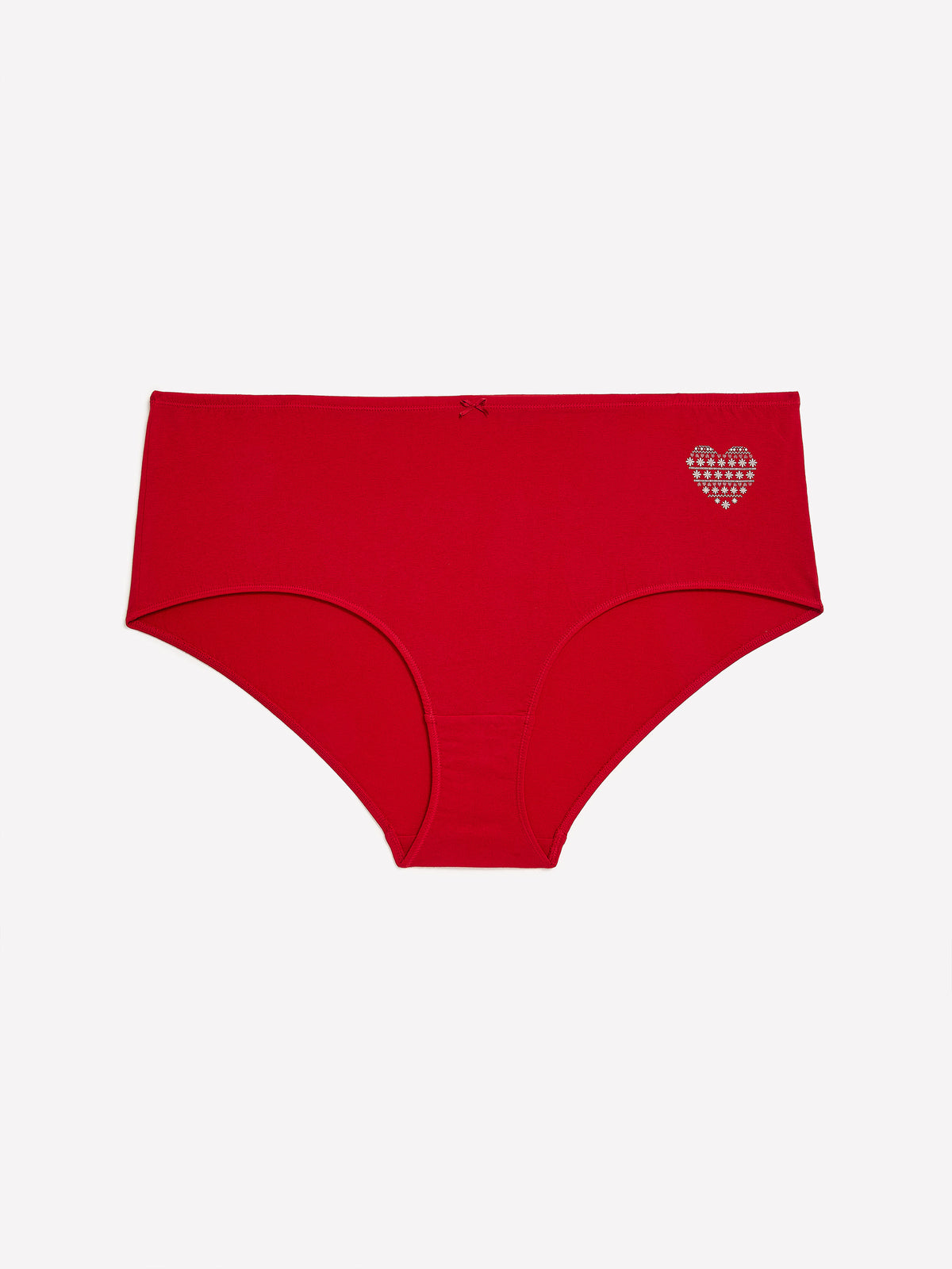 Red Cotton Full Brief with Heart Placement Print - tiVOGLIO