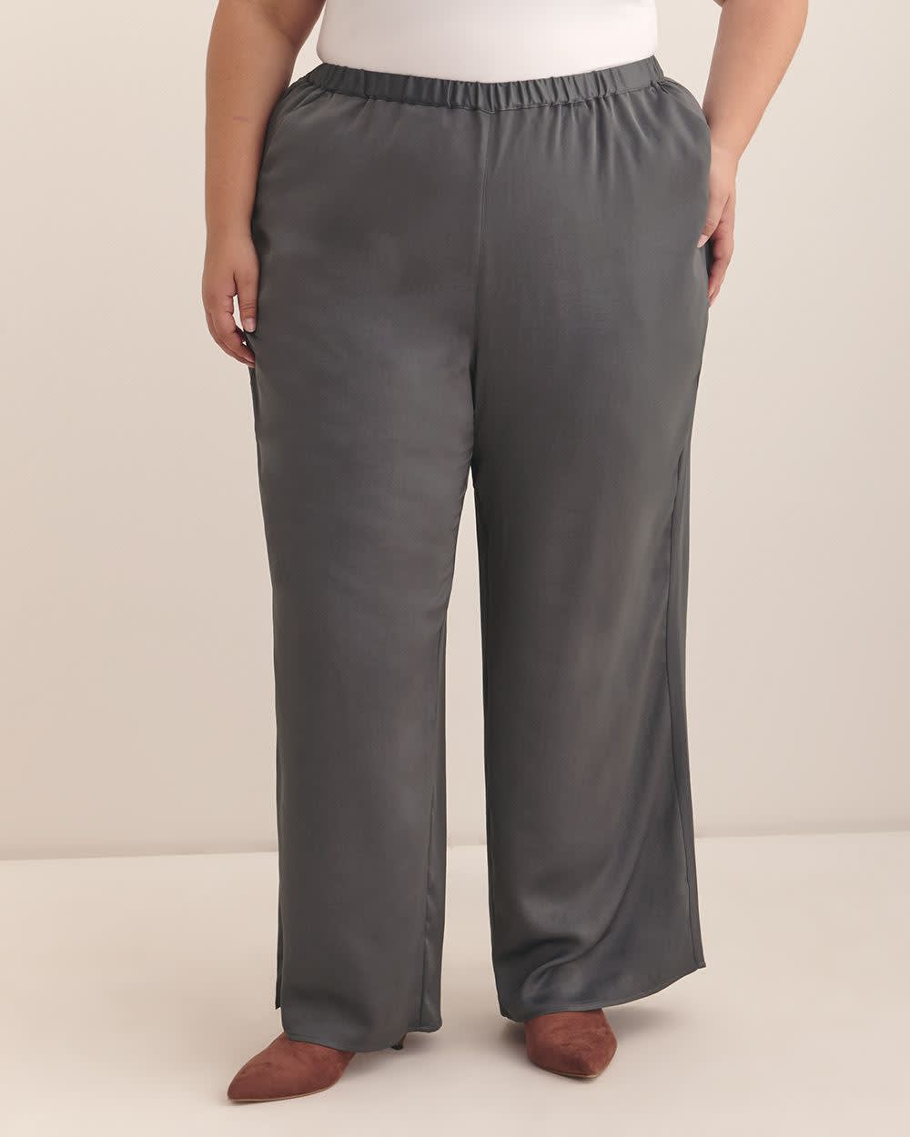 Penningtons Women's Wide Leg Pant – Satin, Pull-On, Slanted Pockets