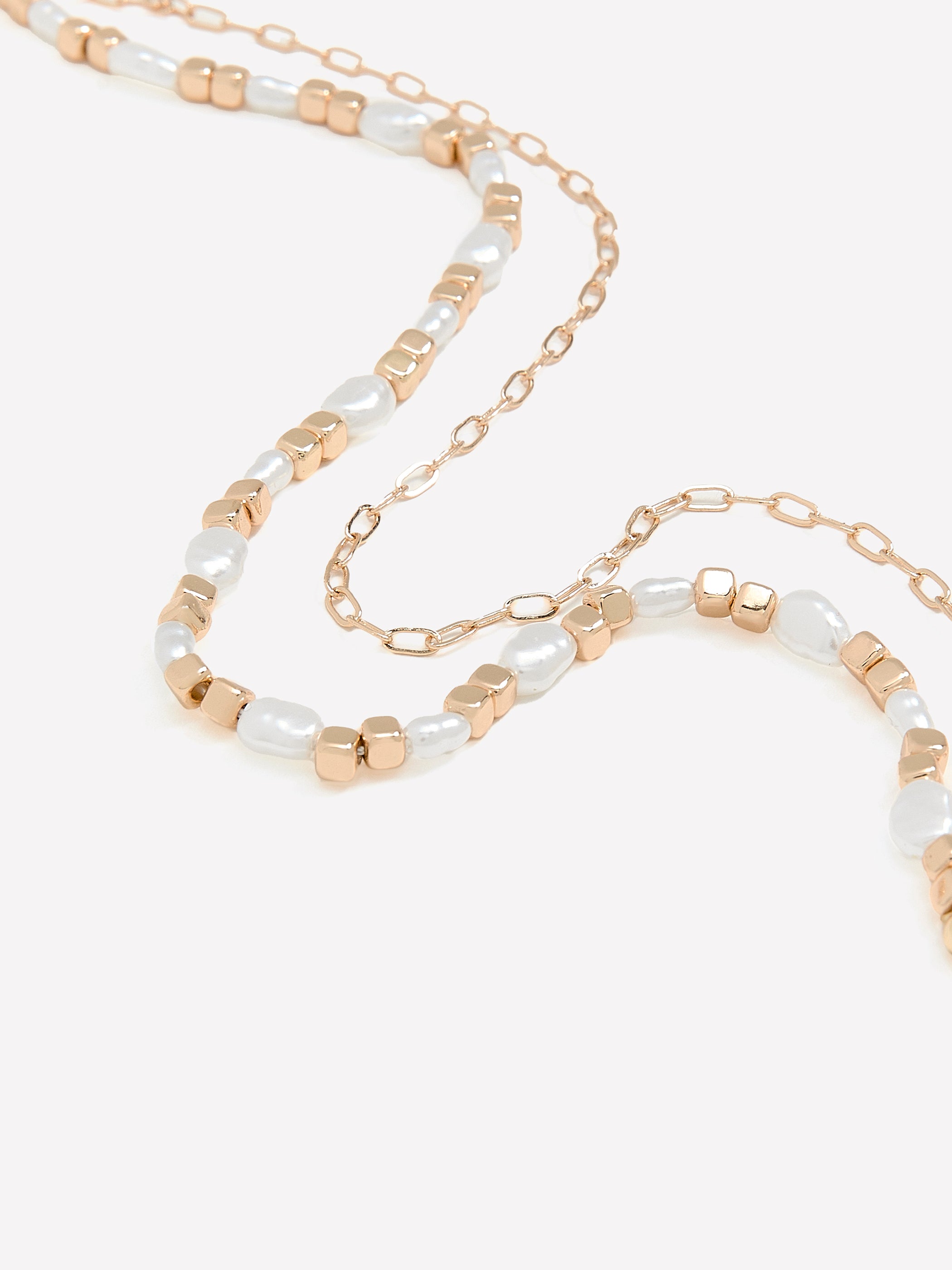 Golden Anklets with Pearls, Set of 2