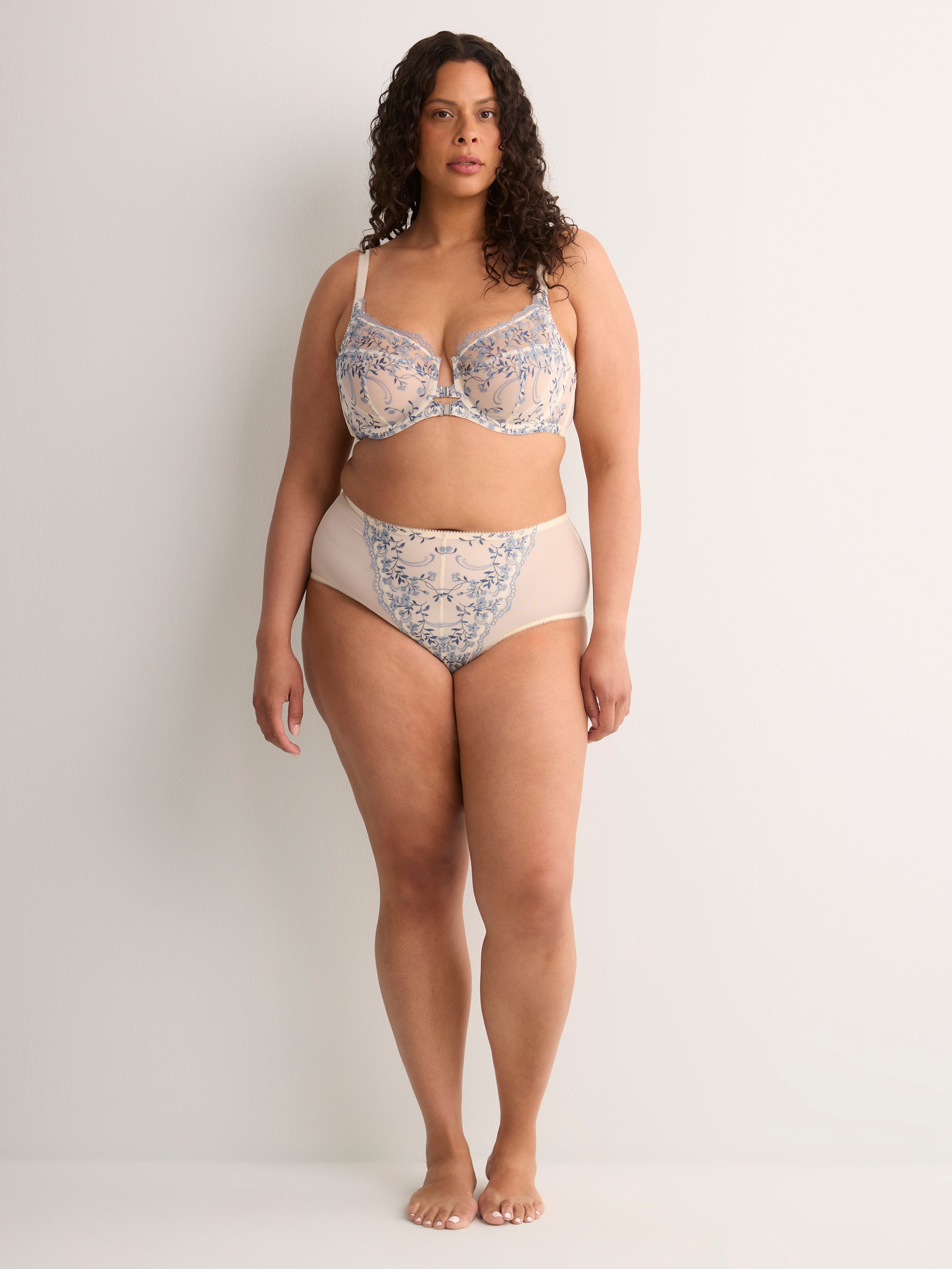 Grey Mesh Brief with Embroidered Front - Déesse