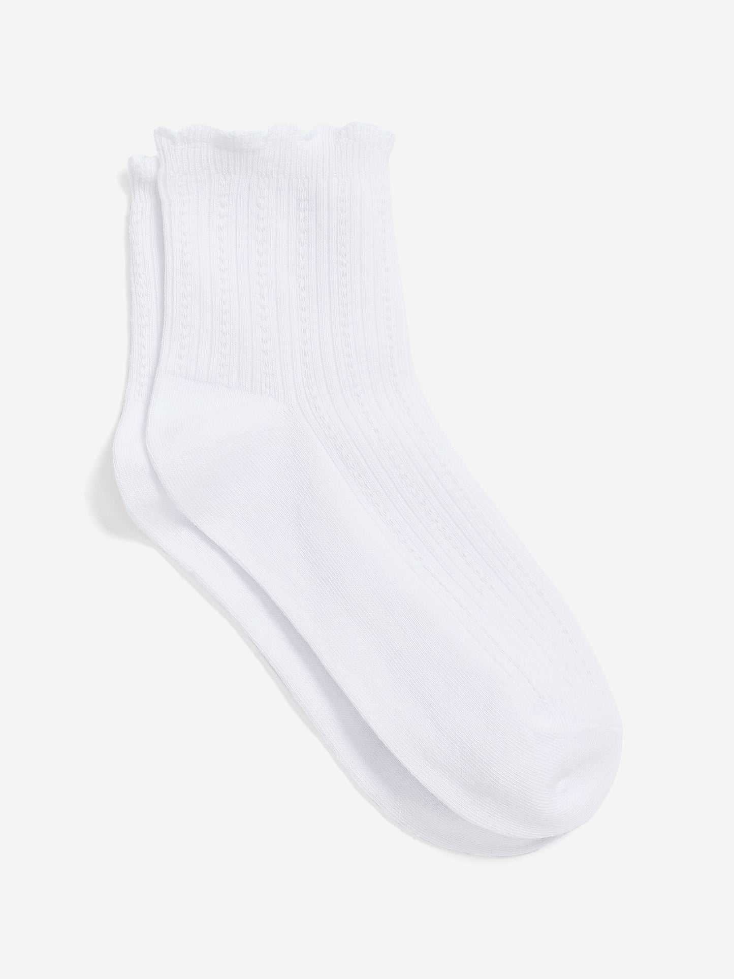 Textured Ankle Socks with Scalloped Edge