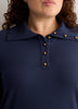 Loose French Terry Tunic Top with Buttoned Johnny Collar