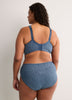 Wireless Blue Leopard Cotton Bra with Lace Trim - tiVOGLIO