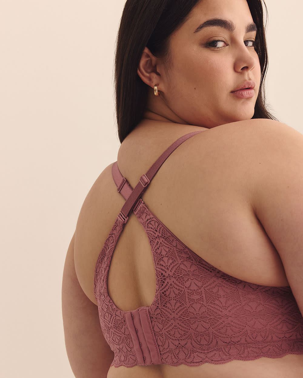 Rose Underwire Plunge Bra with Lace - Déesse Collection