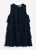 Blue Sleeveless Ruffled A-Line Dress