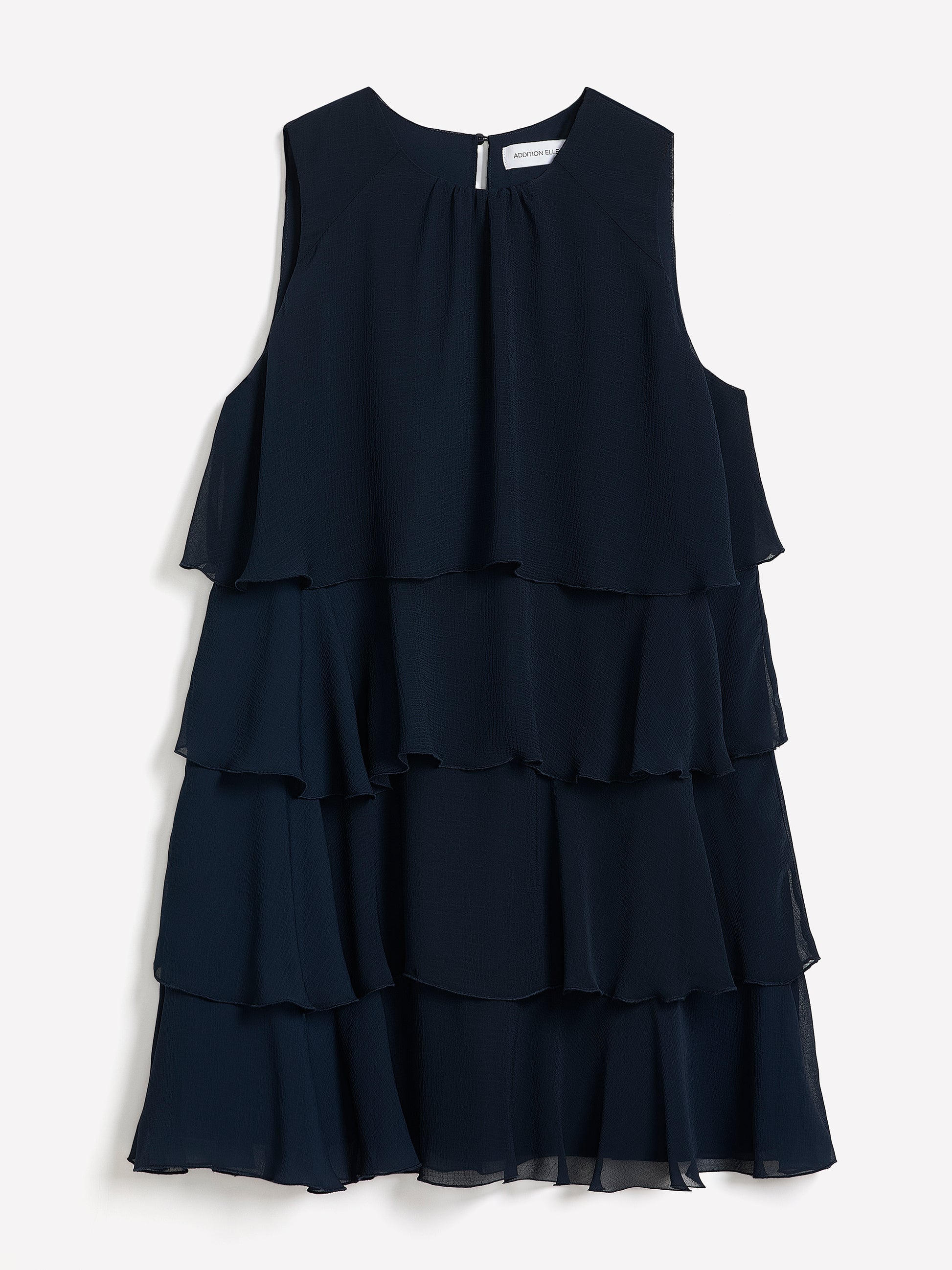 Blue Sleeveless Ruffled A-Line Dress