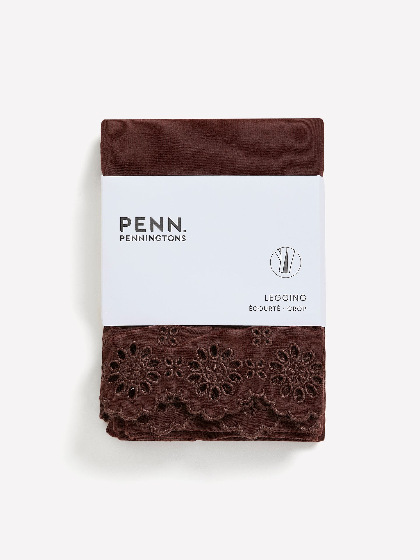 Solid Cropped Legging with Broderie Anglaise