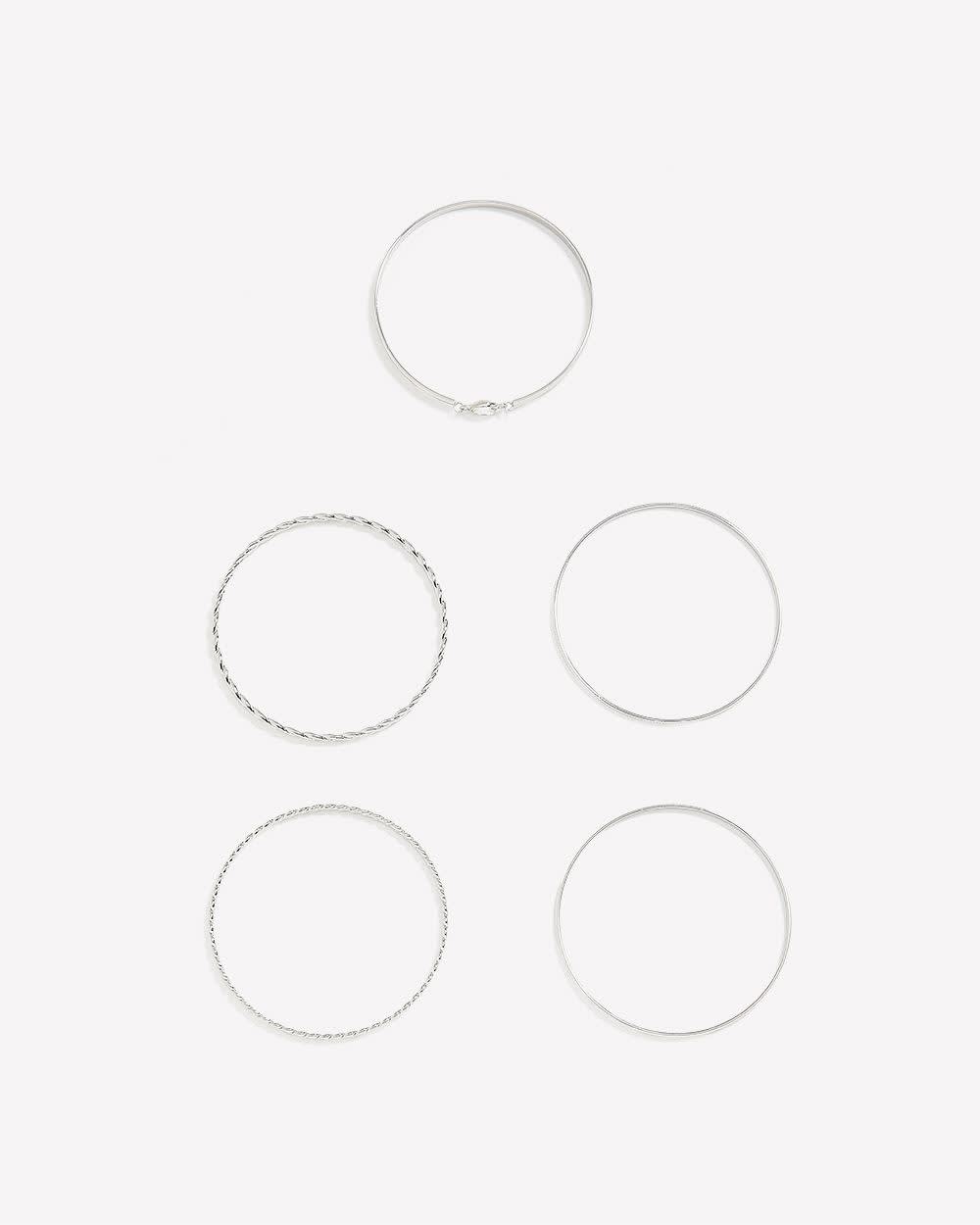 Bracelets assortis argentés avec pierre transparente, ens. de 5