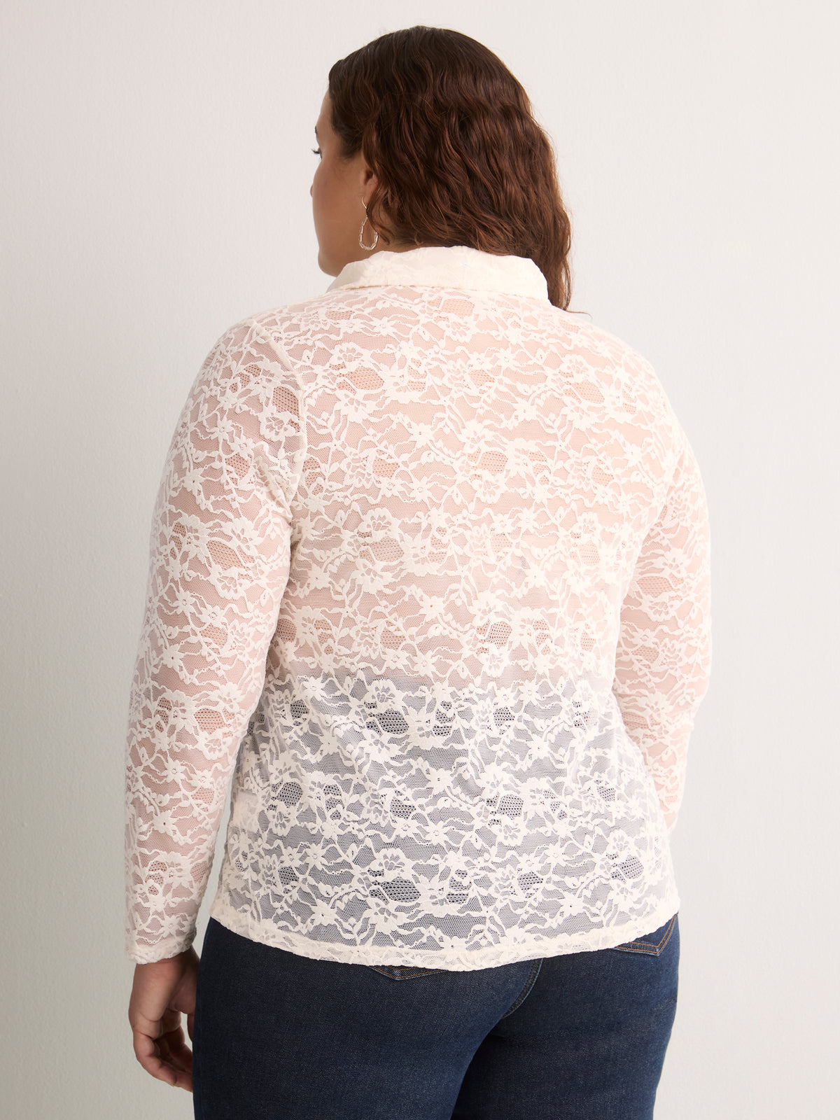 Straight-Fit Lace Polo Top
