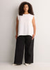 Responsible, Straight Extended-Sleeve Silky Blouse with Decorative Buttons