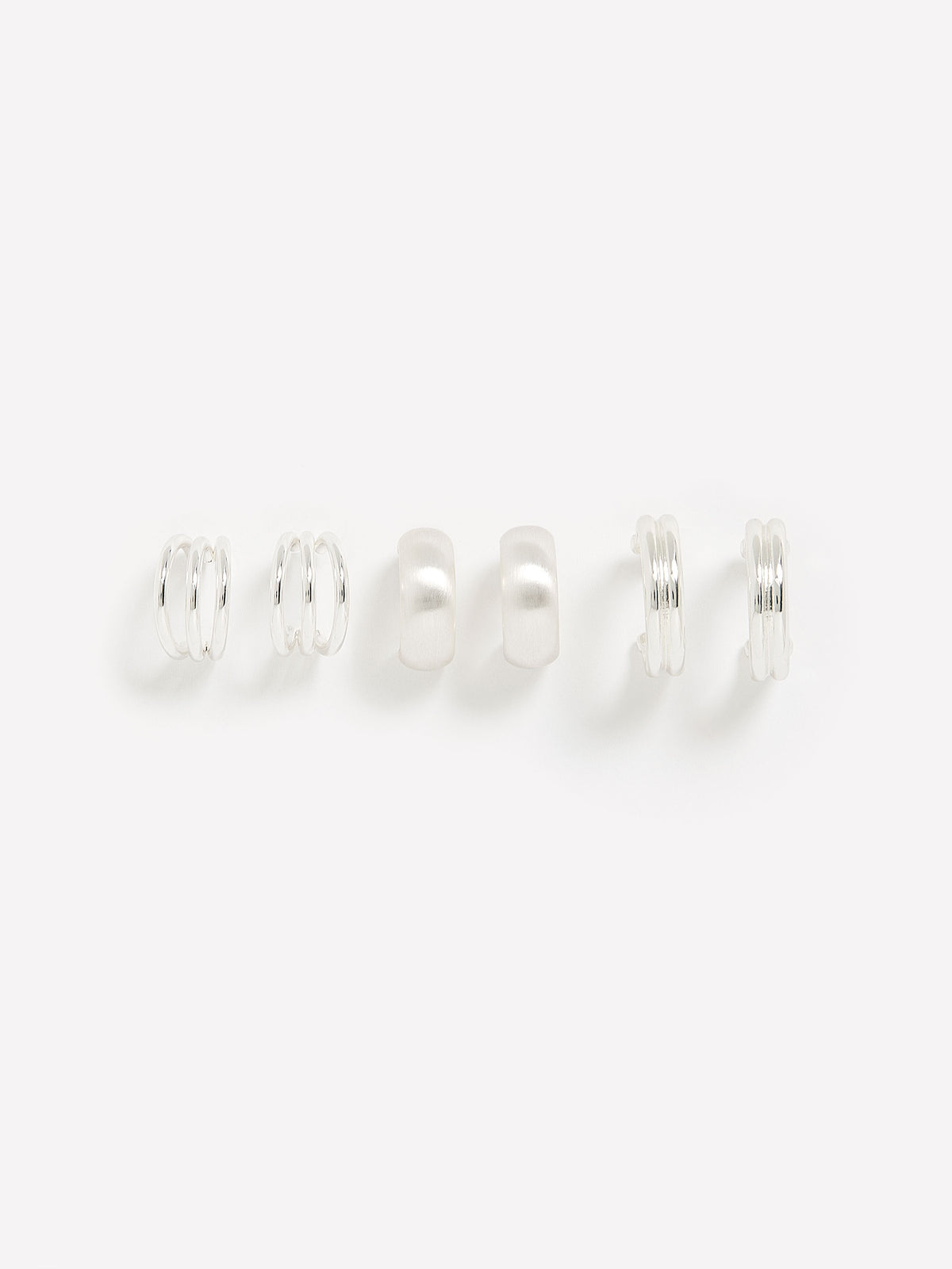Assorted Silver Mini Hoop Earrings, Set of 3