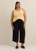 Linen-Blend Wide-Leg Crop Pant with Drawstring at Waistband
