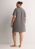 Responsible, Grey Striped Short-Sleeve Sleepshirt - tiVOGLIO