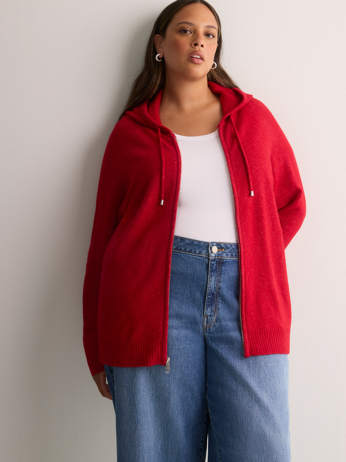 Straight Hooded Zip Sweater