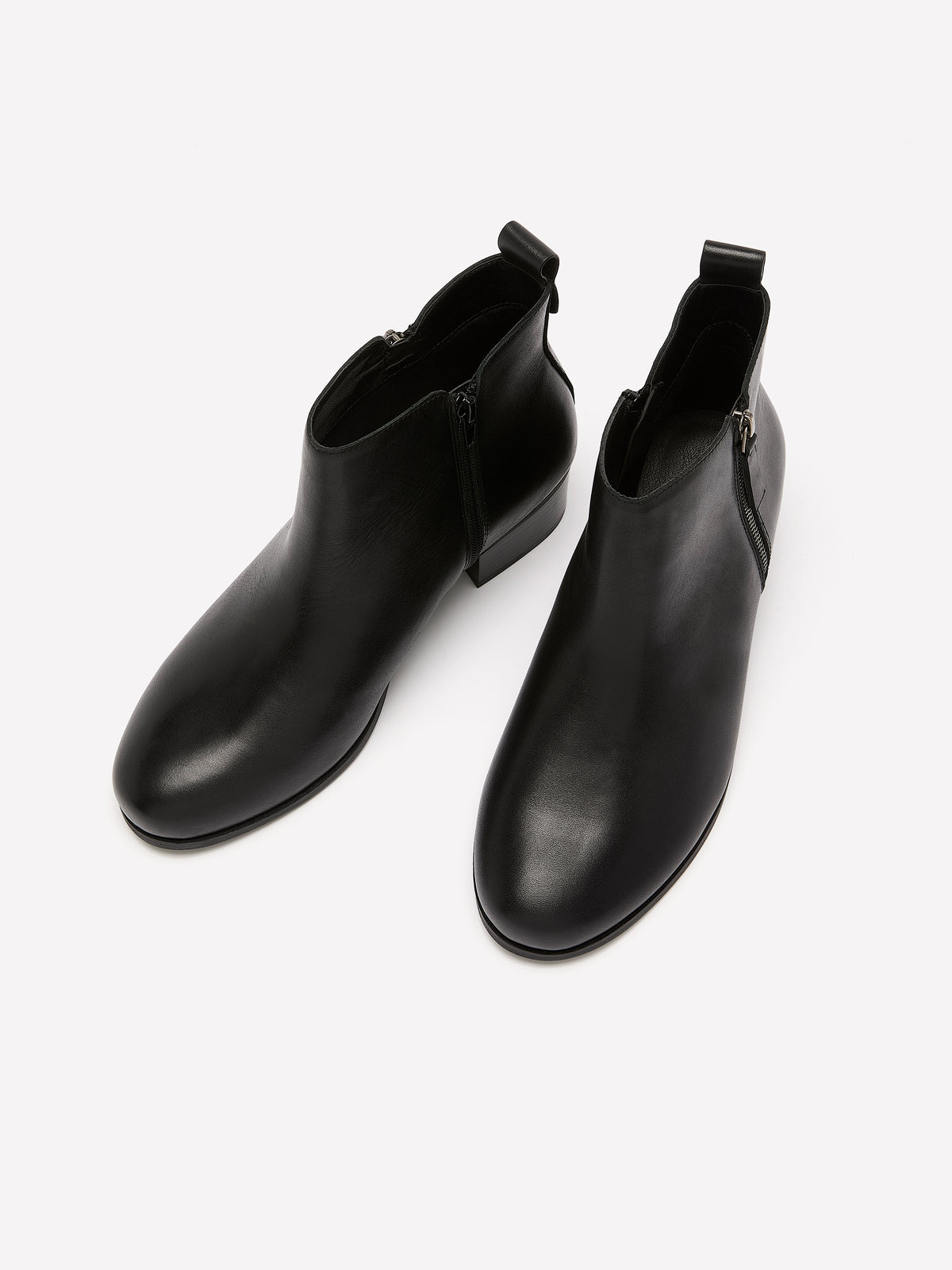 Extra Wide Width, Black Leather Zipper Ankle Bootie
