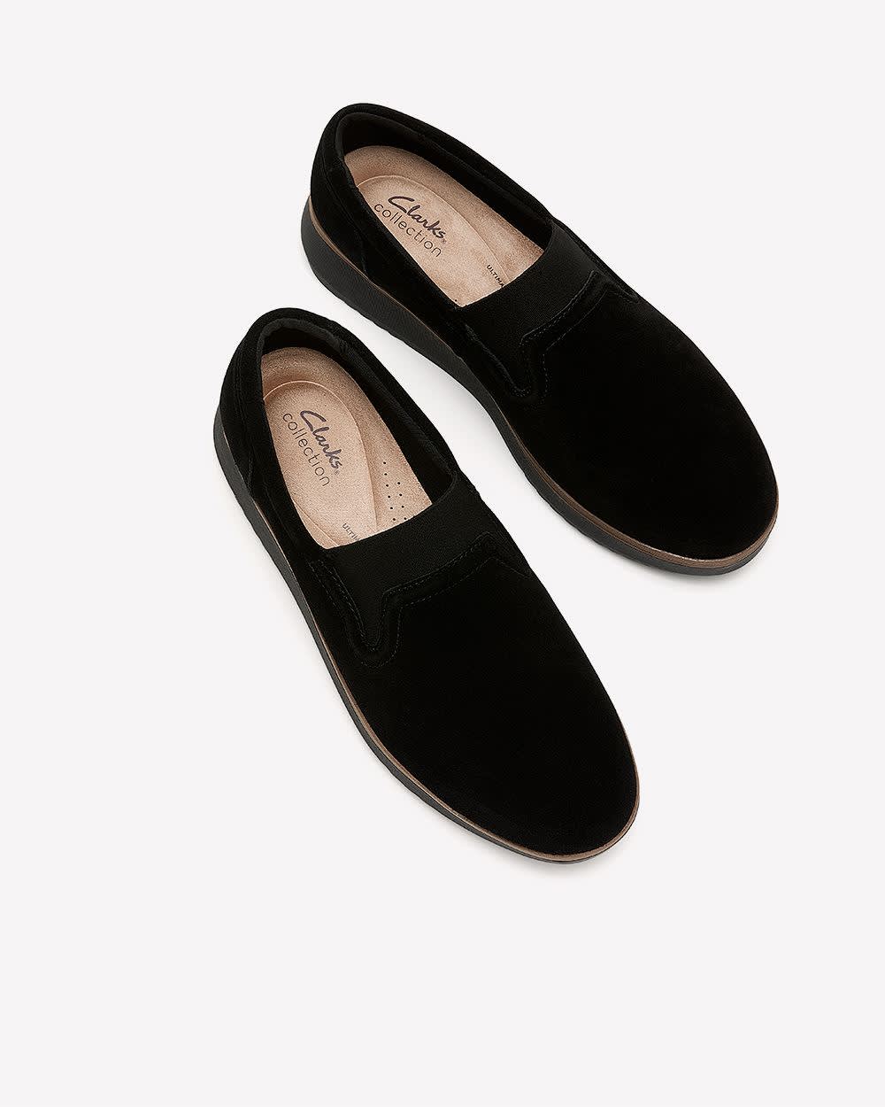 Clarks Wide Width Suede Loafer with Elastic Gore Women's Shoes