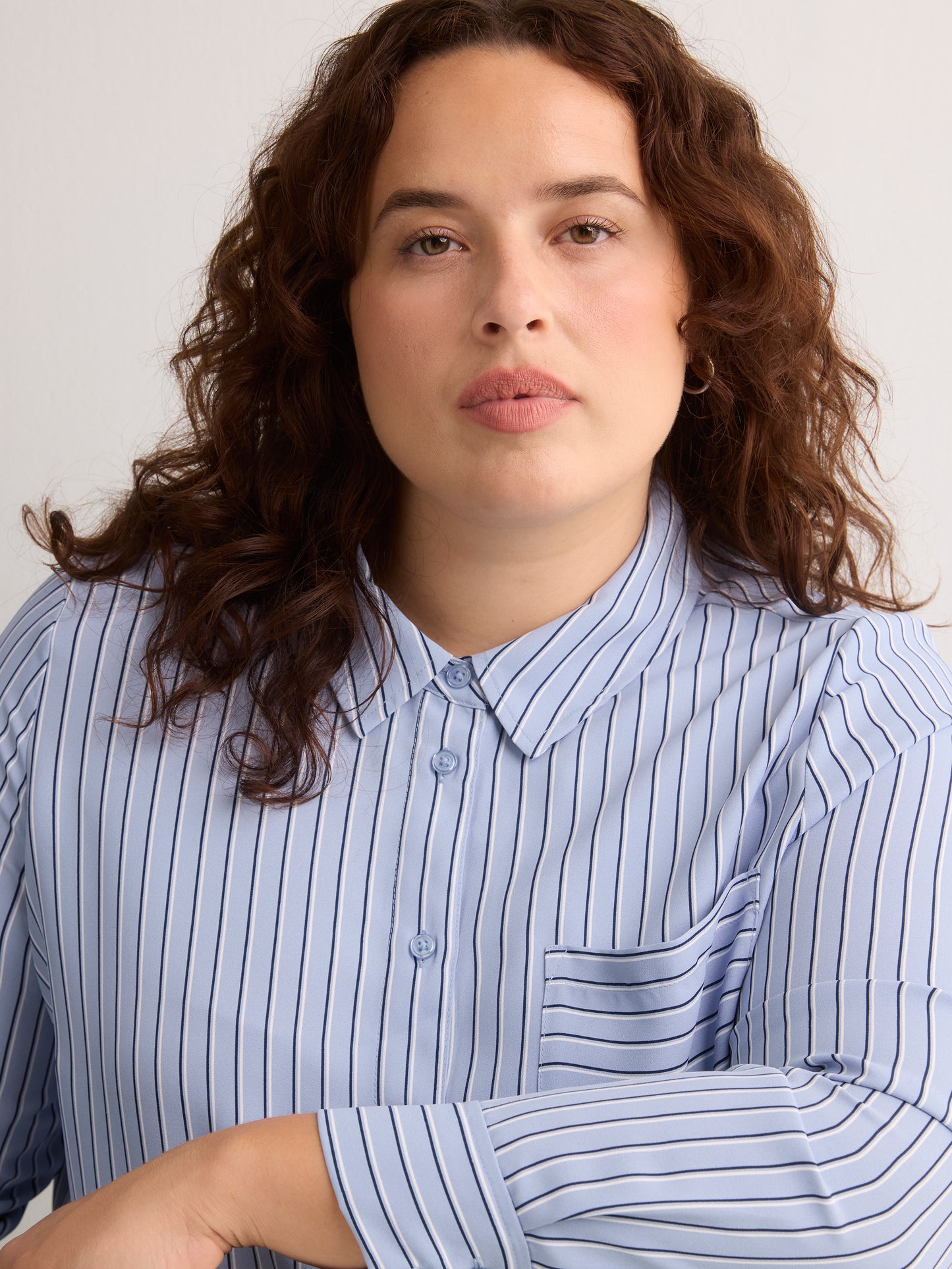 Responsible, Silky Buttoned Down Tunic Shirt