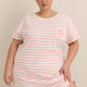 Striped Short-Sleeve Sleepshirt with Embroidered Strawberry - ti Voglio