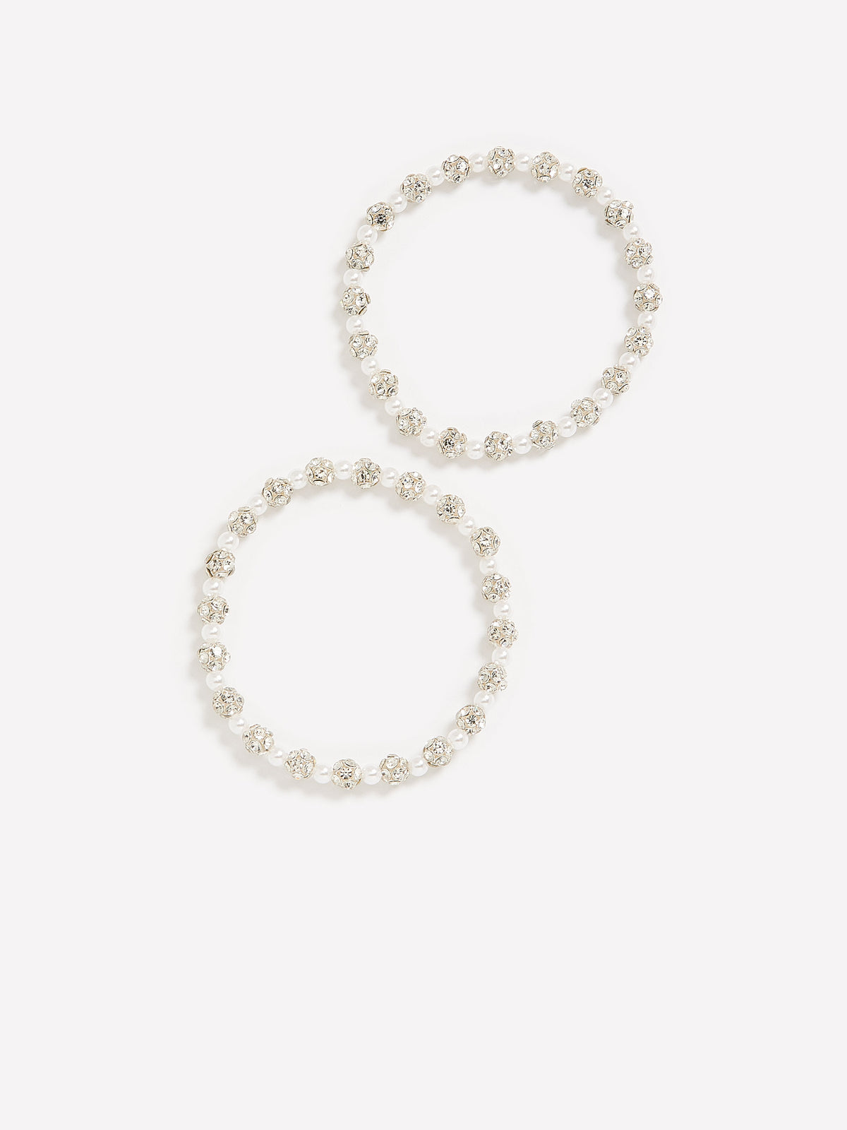 Elastic Stone-Bead and Pearl Bracelets, 2 per pack