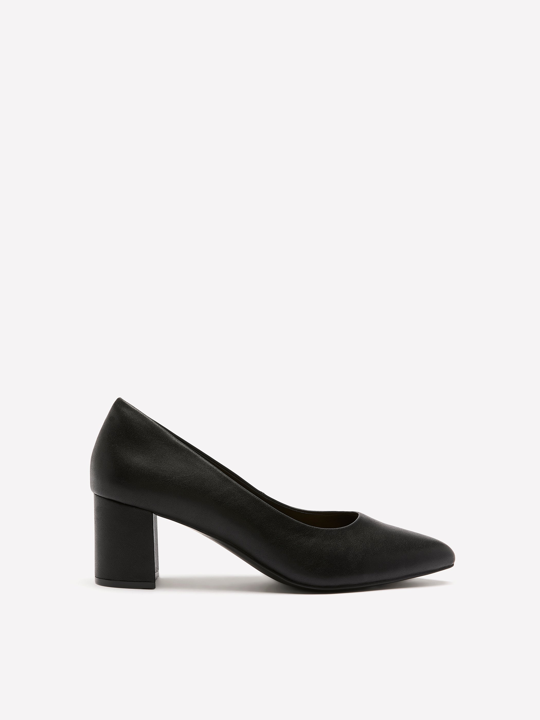 Wide Width, Josephine Black Faux Leather High Block Heel Shoe