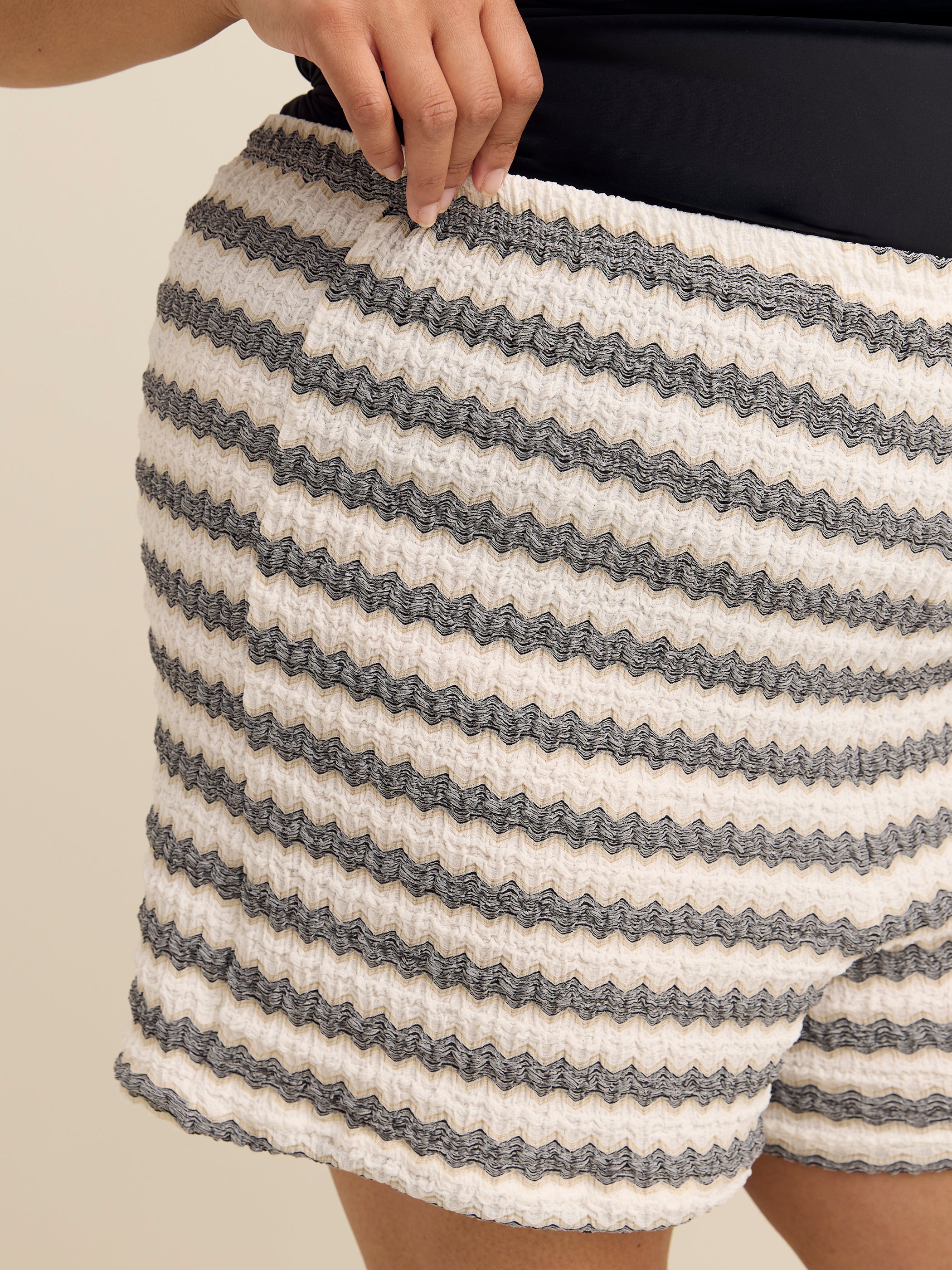 White Striped Textured Cover-Up Short - Cover Me