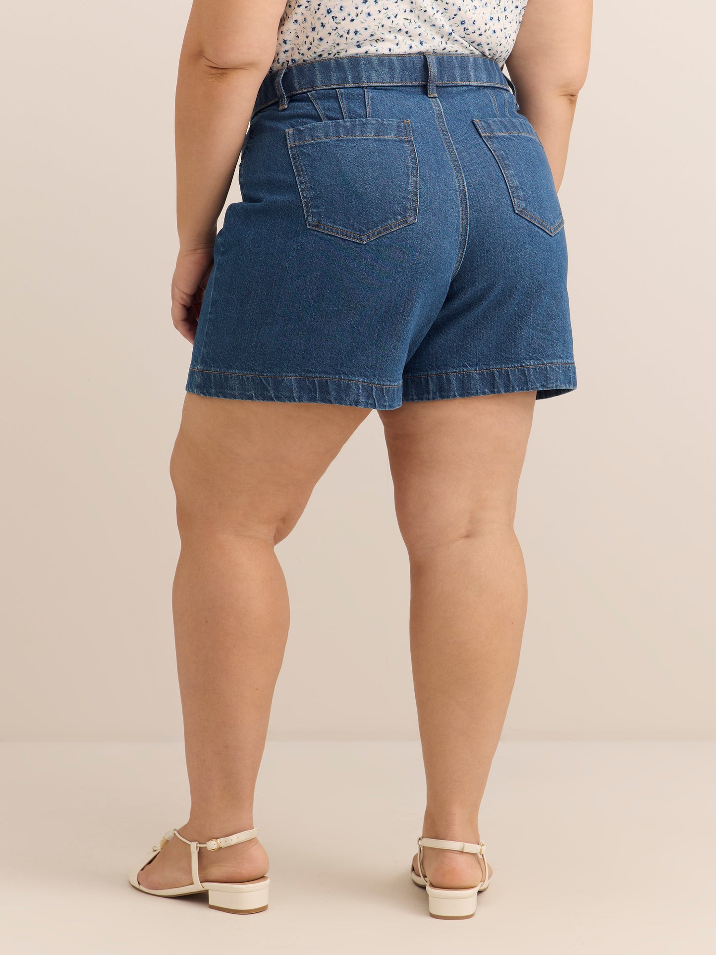 Curvy-Fit High-Rise Denim Shorts