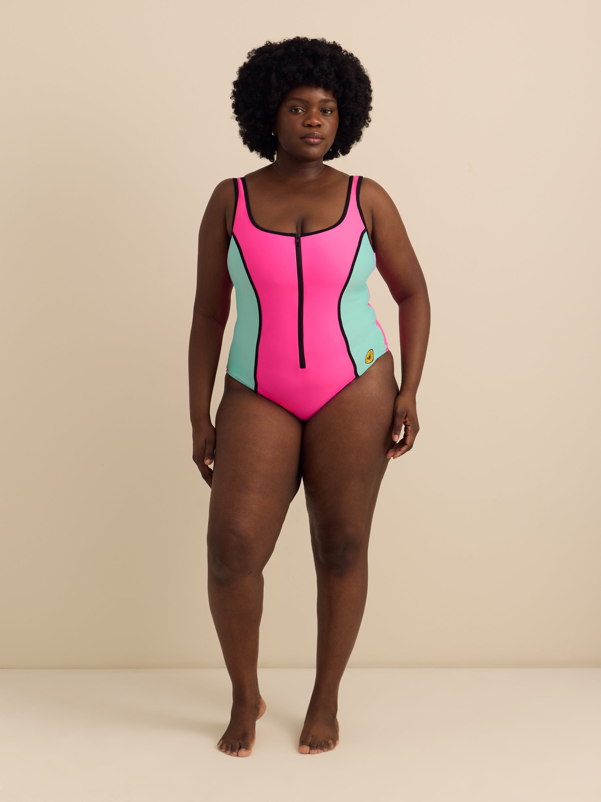 Neon Zippered-Front One-Piece Swimsuit - Body Glove