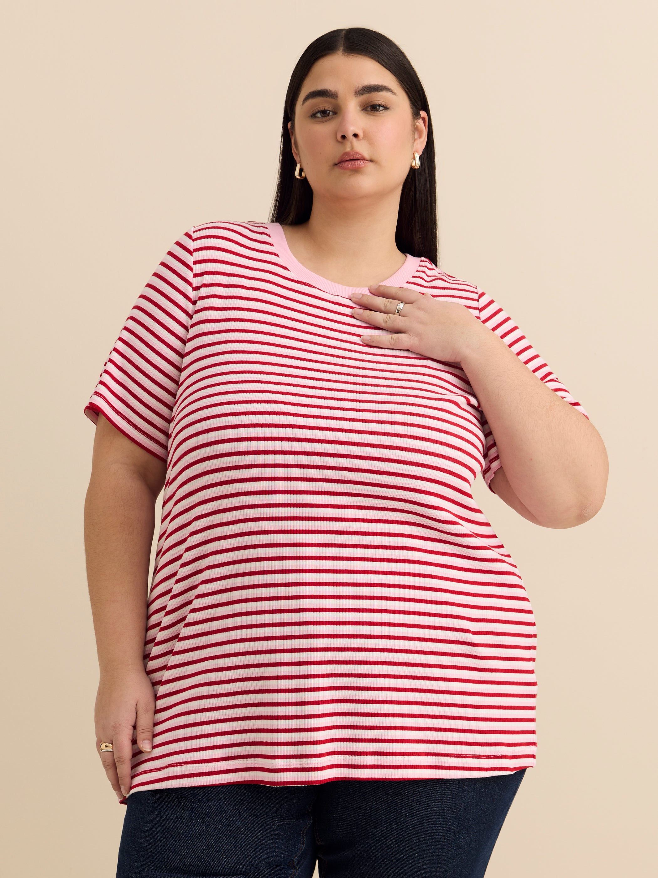 Curvy-Fit Crewneck Tee with Placement Print