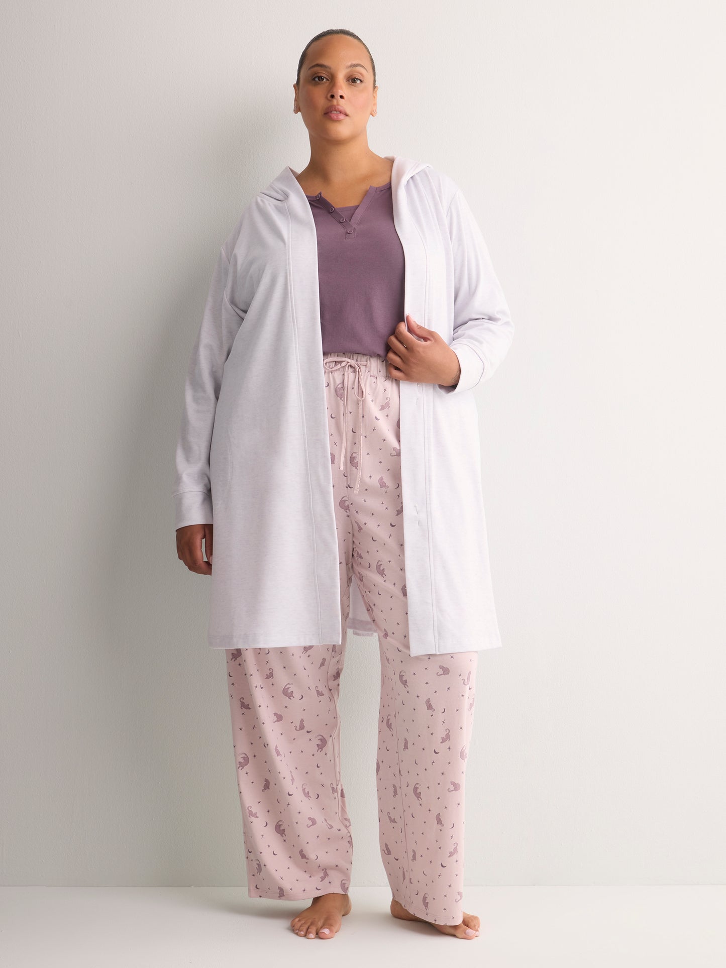 Lilac Heather Hooded French Terry Robe - tiVOGLIO