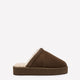 Wide Width, Microsuede Flat Platform Slippers with Faux-Fur Lining