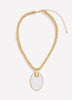 Short Golden Rope Necklace with White Pendant