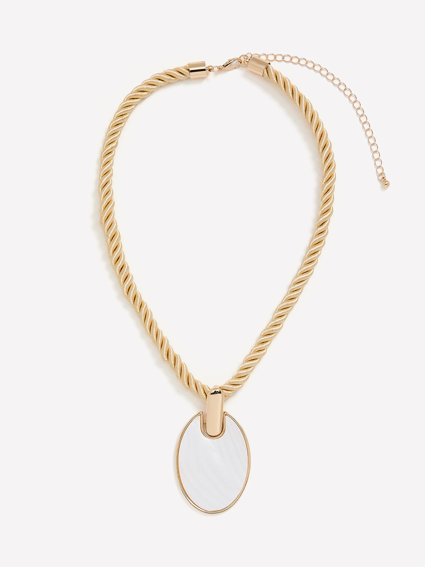 Short Golden Rope Necklace with White Pendant