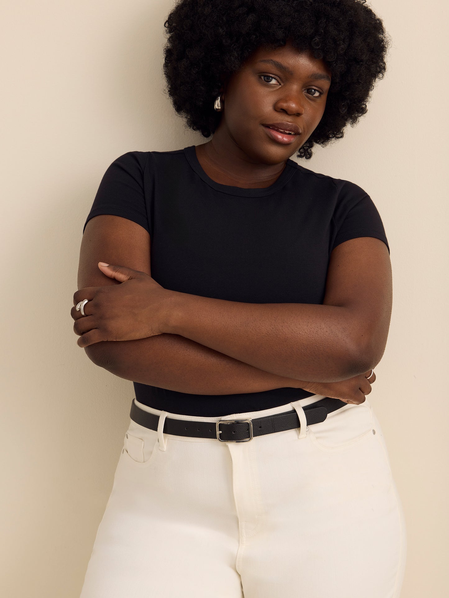 Cap Sleeve Crew Neck T-Shirt - Addition Elle