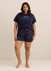 Navy Blue T-Shirt and Boxer Pyjama Set with Ice Cream Print - ti Voglio