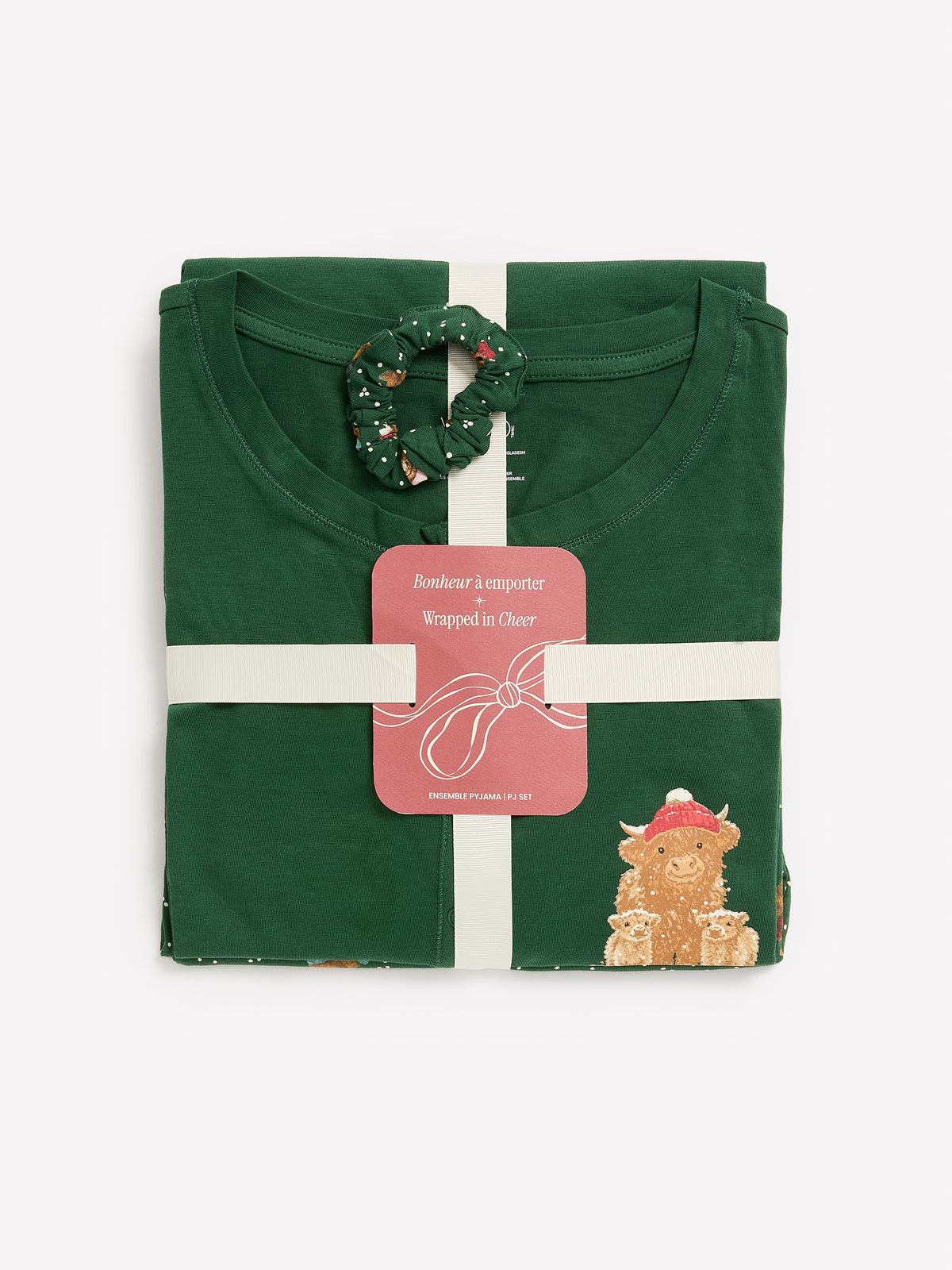Green Snow Cow Henley Tee and Straight Pant Pyjama Set - tiVOGLIO