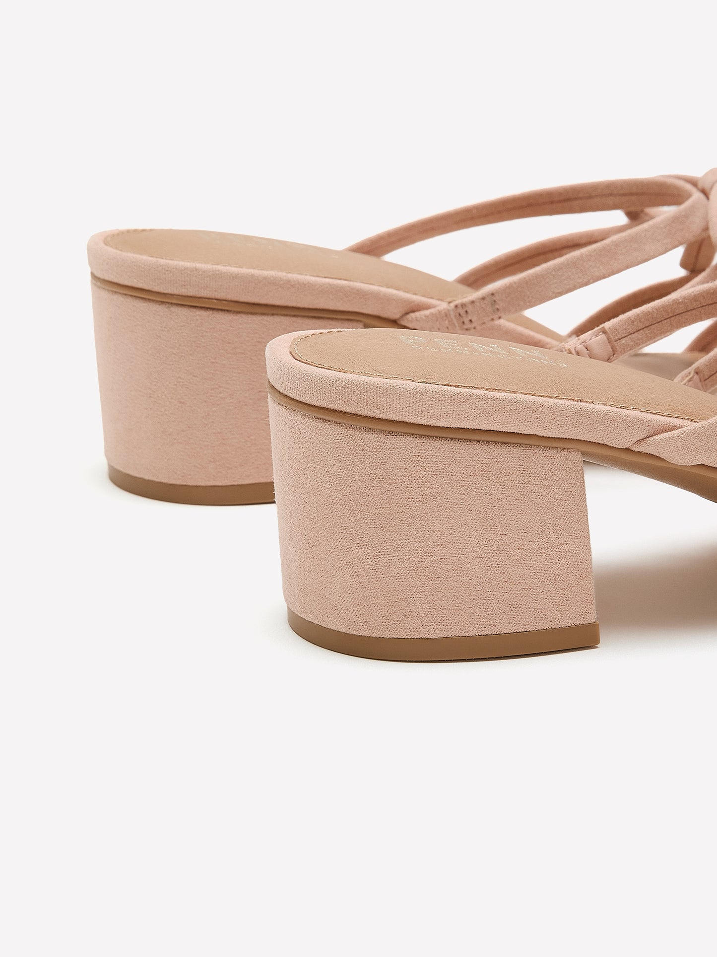 Wide Width, Leana Blush Slip-On High-Heel Strap Sandal with Bows