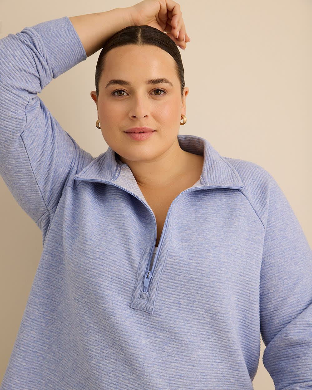 Chandail à col montant et demi-zip en tricot ottoman - Active Zone