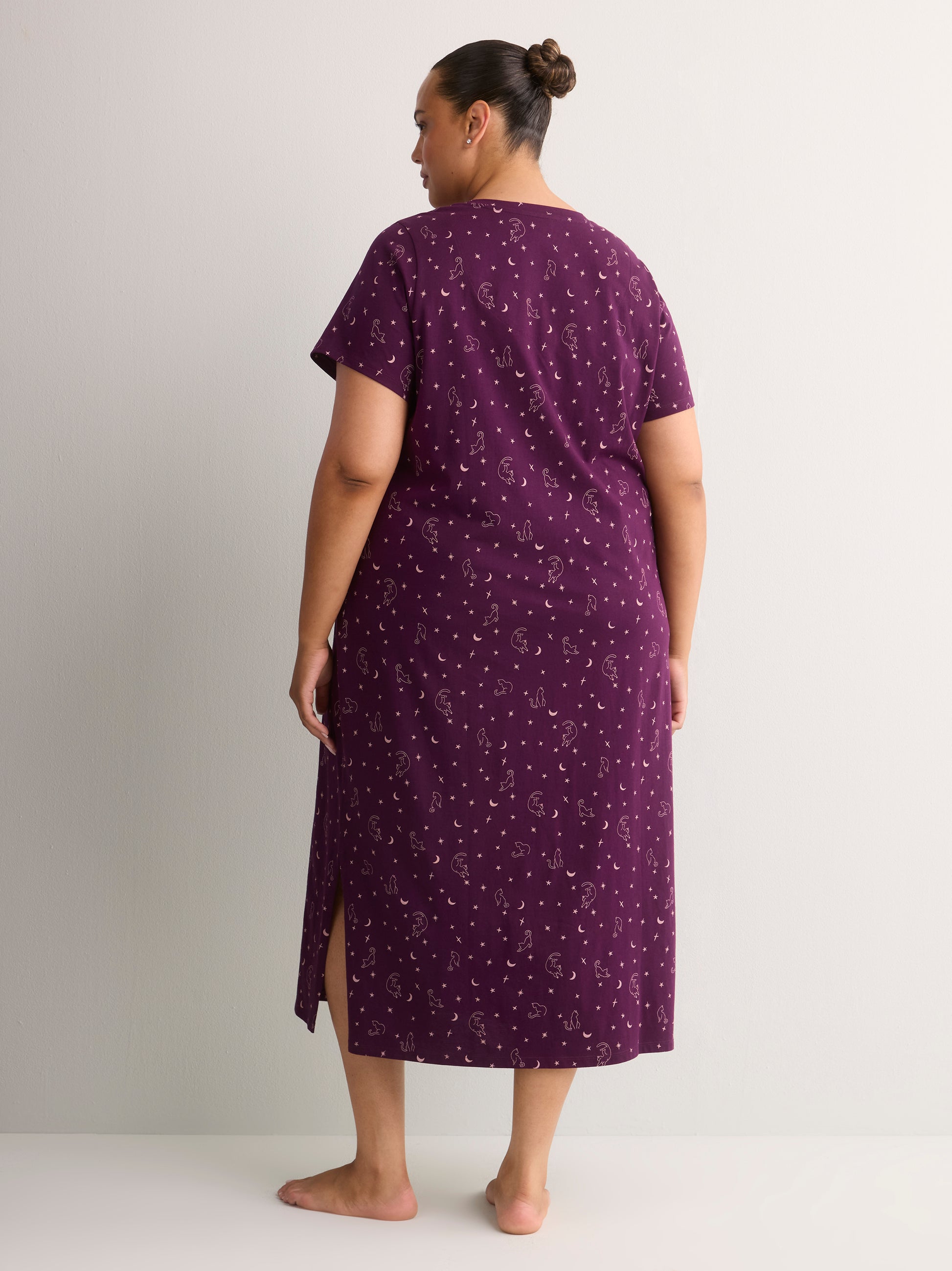 Printed Long Short-Sleeve Sleepshirt - tiVOGLIO