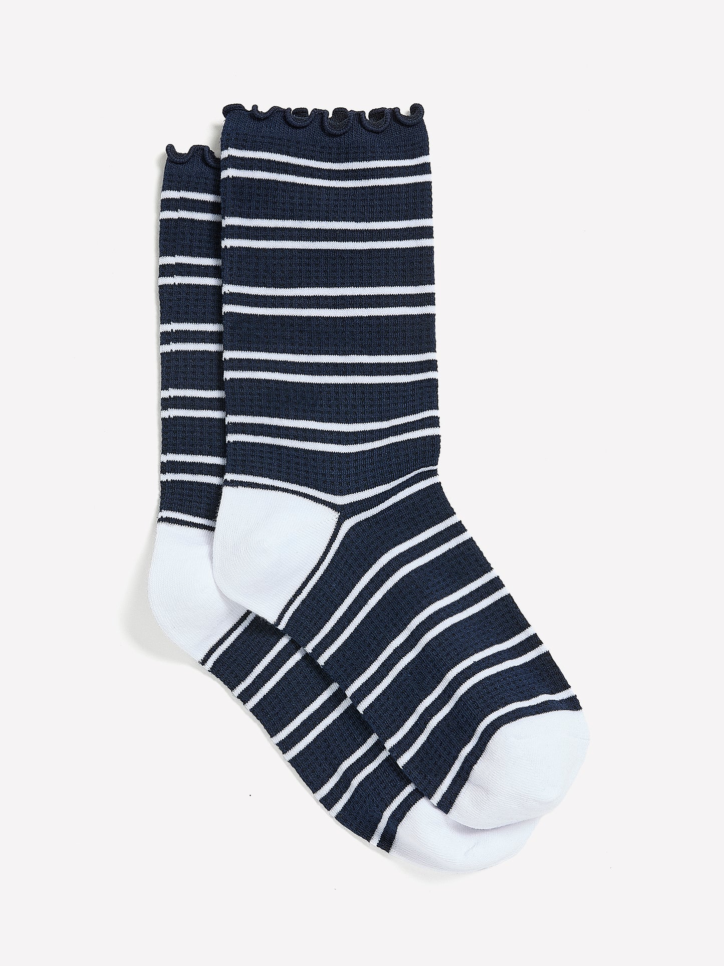 Chaussettes à rayures avec rebord ondulé