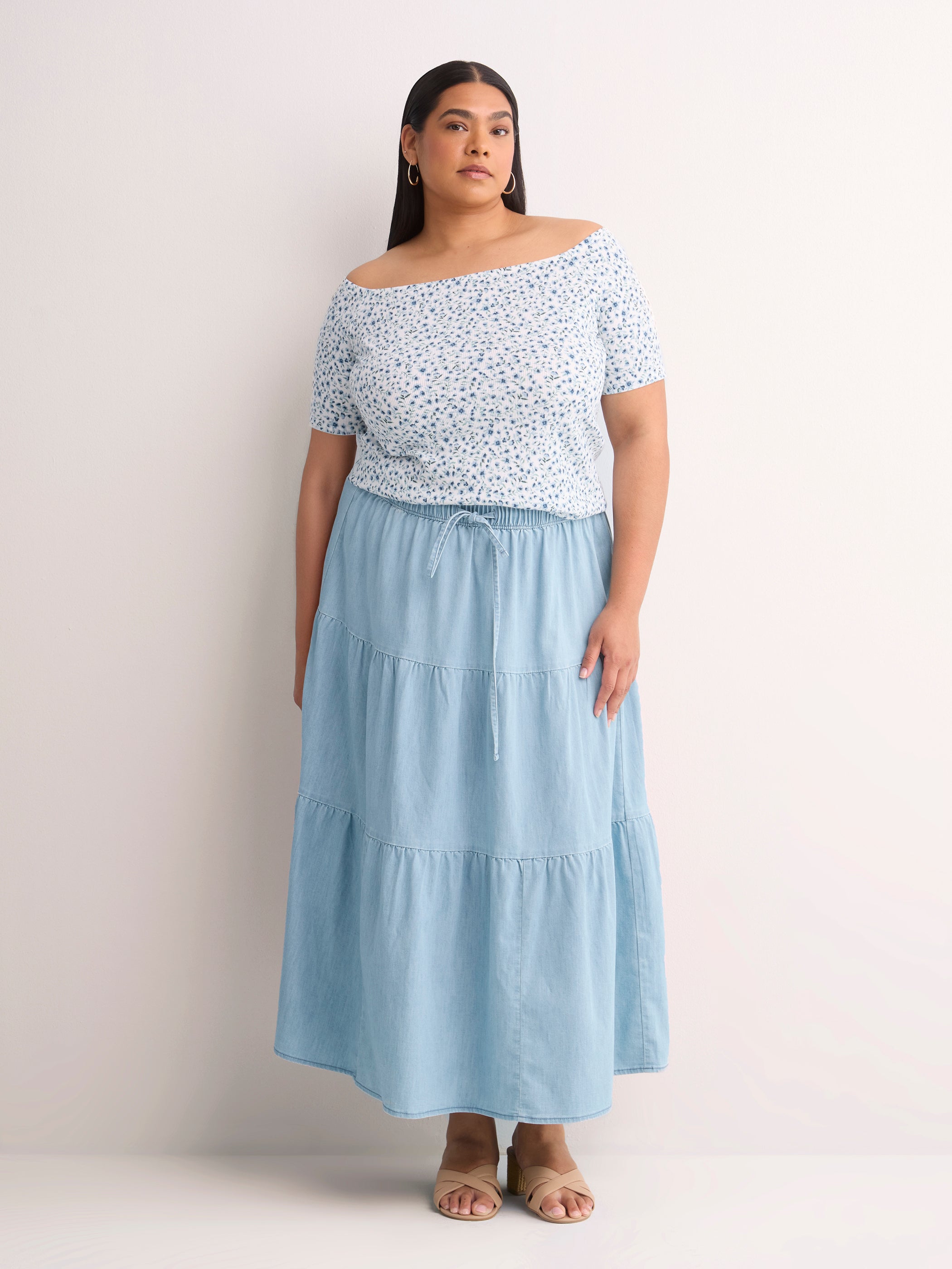 Denim Pull-On Boho Maxi Skirt - d/C JEANS