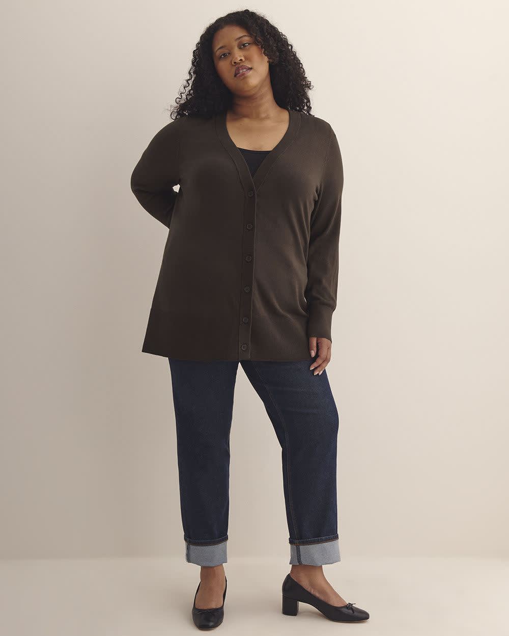 Responsible, Cotton-Blend Tunic Cardigan