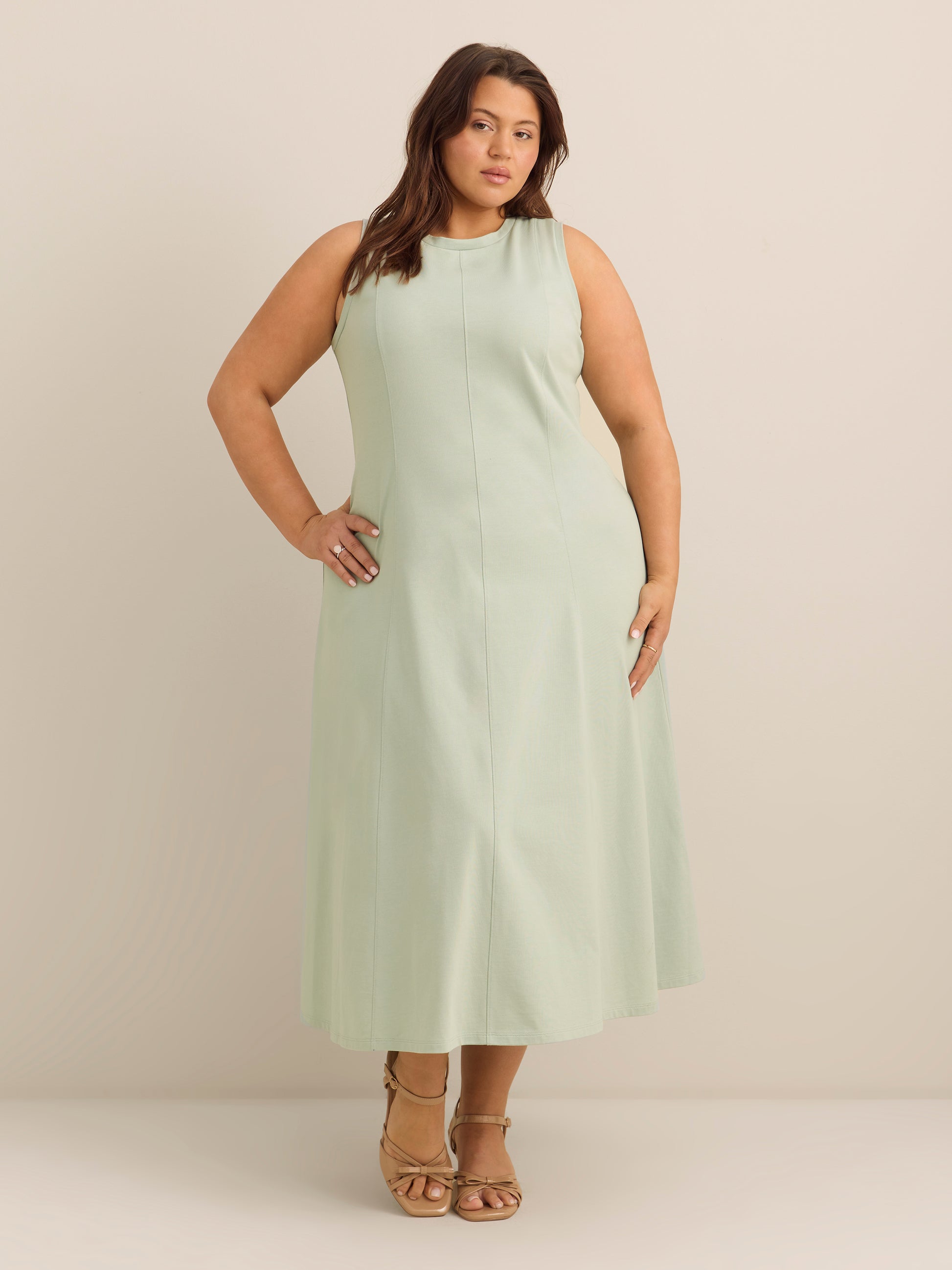 Sleeveless Panel Midi Dress