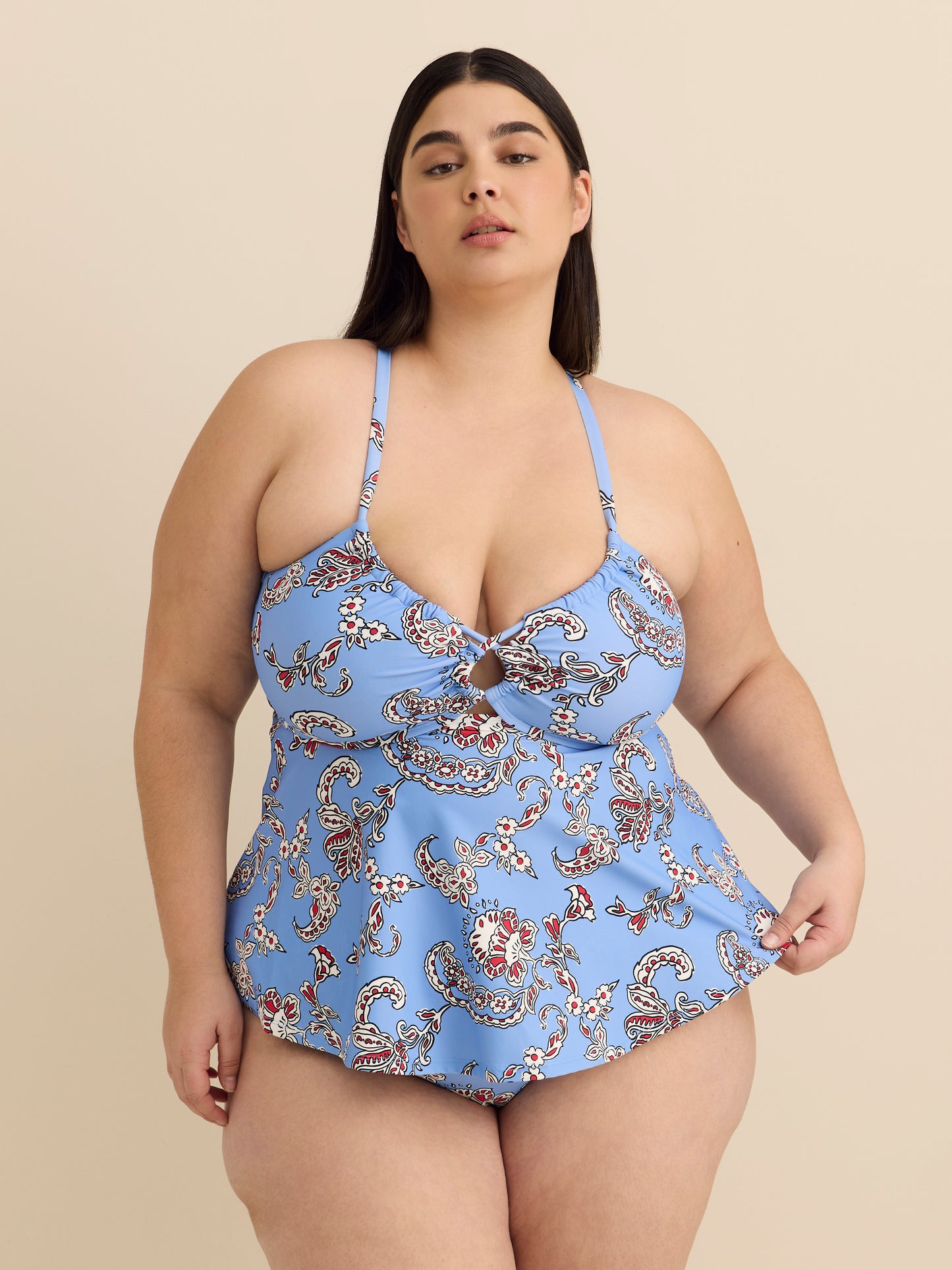 A-Line Tankini Top with Peekaboo Detail