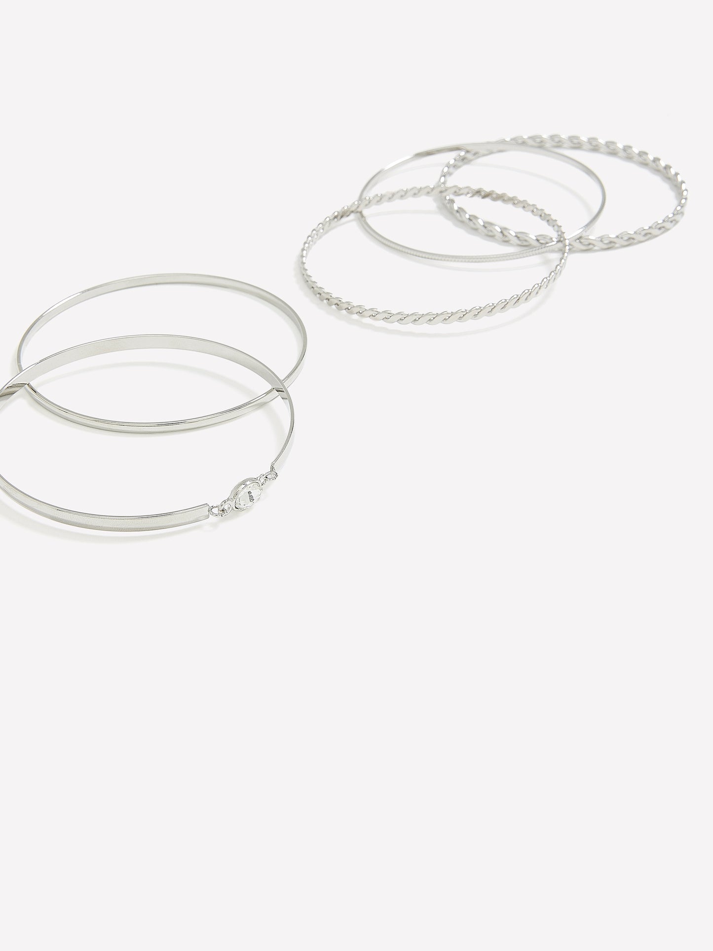 Bracelets assortis argentés avec pierre transparente, ens. de 5