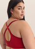 Red Wireless Padded T-Shirt Bra with Sequins Lace Trim - ti Voglio